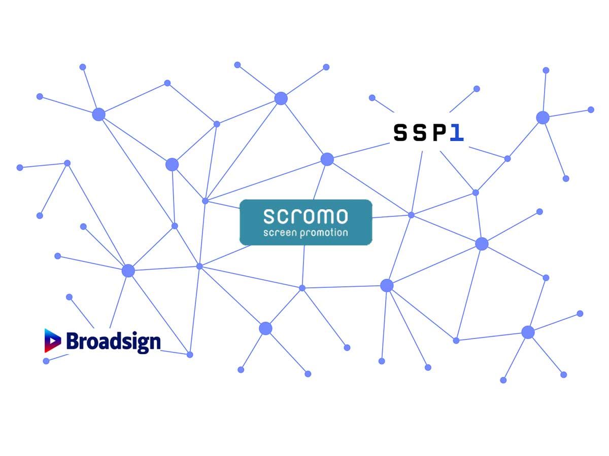 DIe Grafik stellt ein Netzwerk dar. Es sind die Akteure Screen Promotion, SSP1 und Broadsing im Netzwerk abgebildet uns integriert. Es stellt die einfache Integration dar.